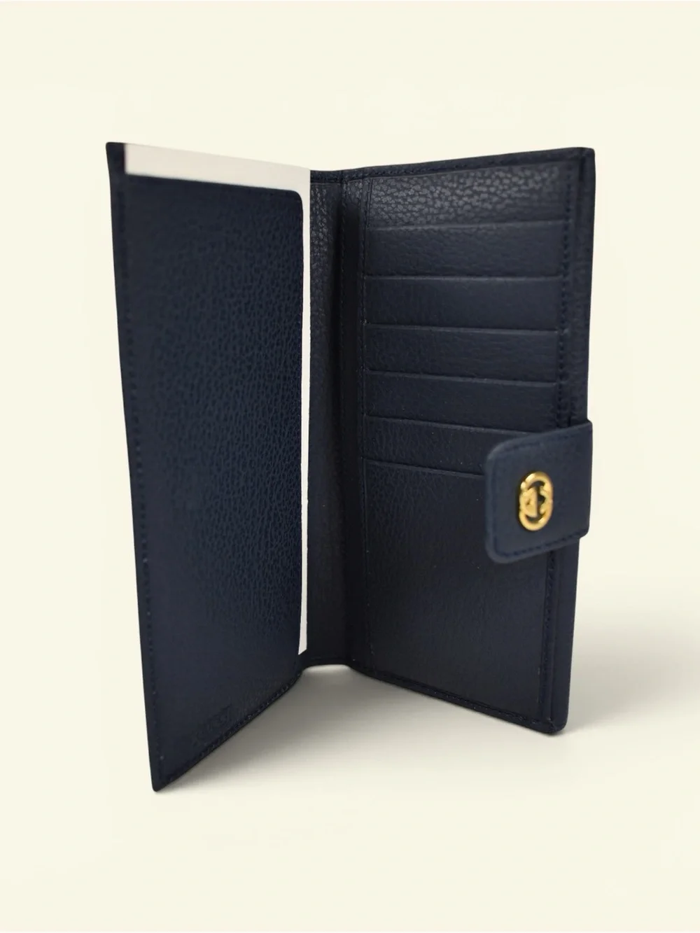 Gucci Blue Pebbled Leather Continental Wallet with Gold GG - Picture 2 of 3